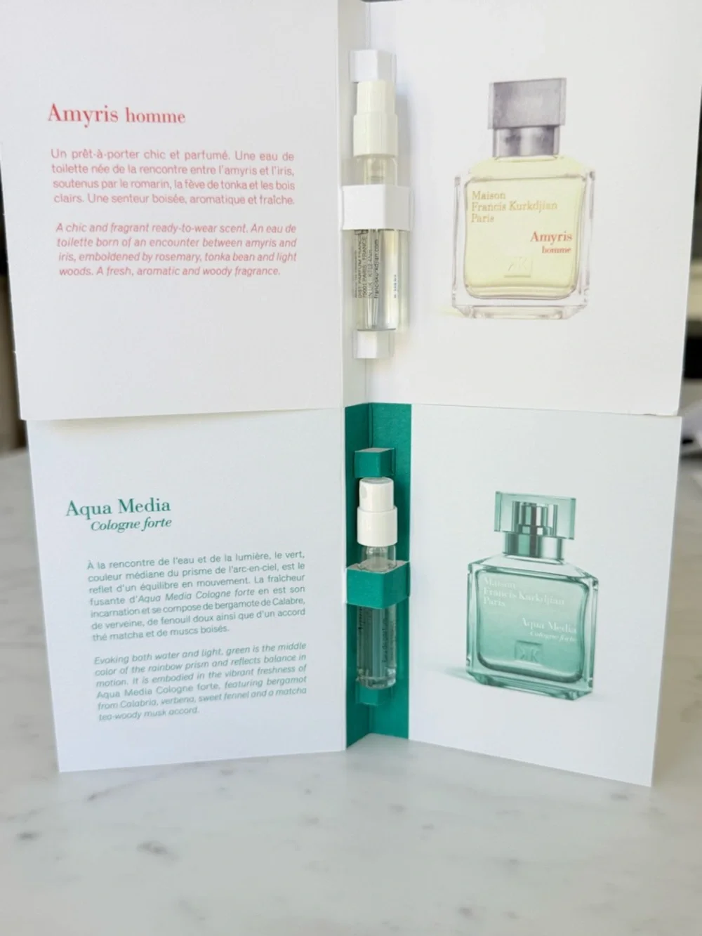 Maison Francis Kurkdjian Aqua Media EDP and Amyris EDT, set of 2, NWT